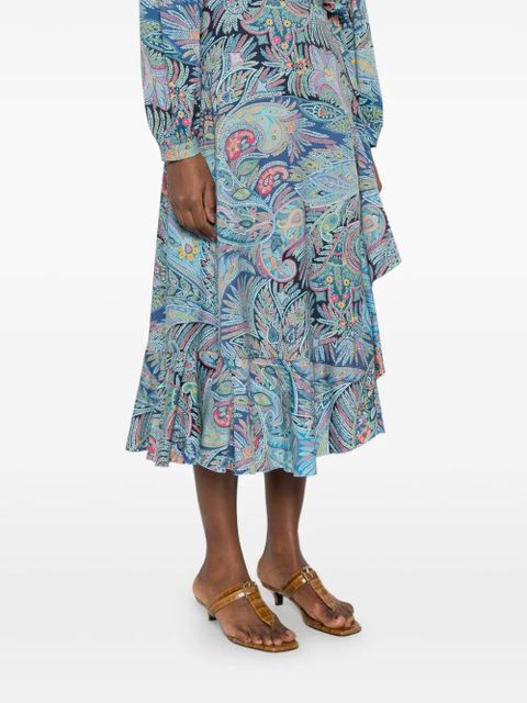 ETRO ruffled paisley skirt - Blue