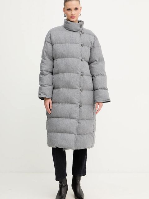 BOSS kurtka dwustronna z domieszką wełny kolor szary zimowa 50546820