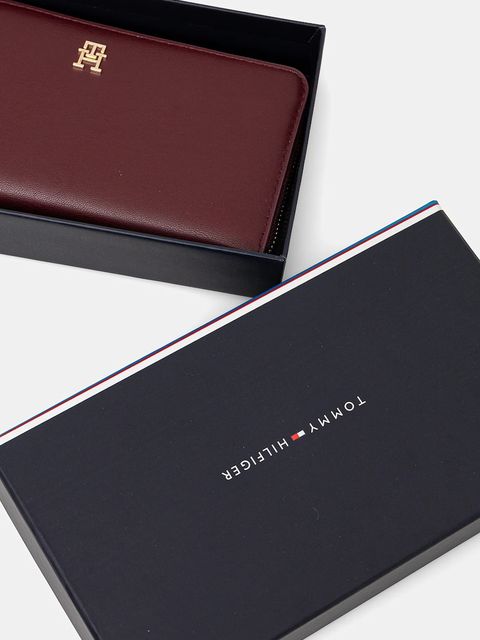 Tommy Hilfiger portfel damski kolor bordowy AW0AW17744