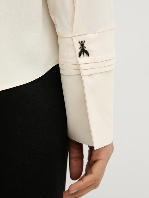 Patrizia Pepe koszula damska kolor beżowy regular z kołnierzykiem klasycznym 8C0872 A8I1