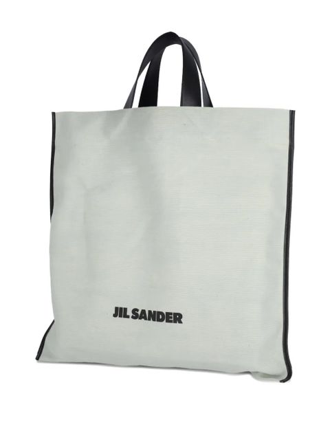 Jil Sander large leather-trimmed tote bag - Green