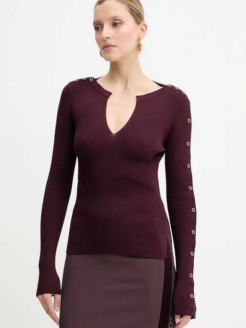 Patrizia Pepe sweter damski kolor bordowy 8K0328 K280 - zdjęcie produktu nr 1