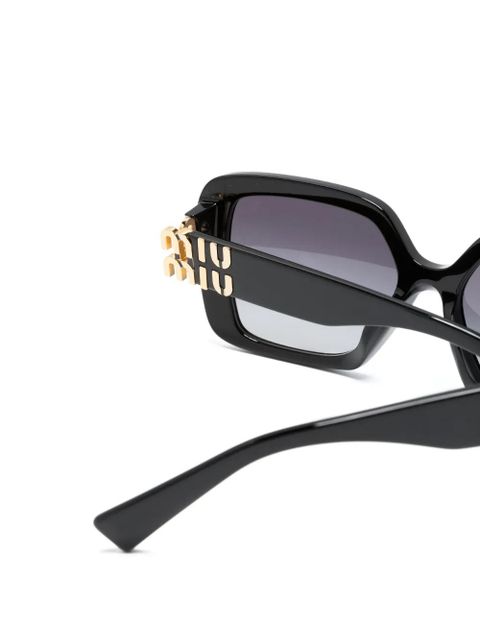 Miu Miu Eyewear logo-plaque oversized-frame sunglasses - Black - zdjęcie produktu nr 2