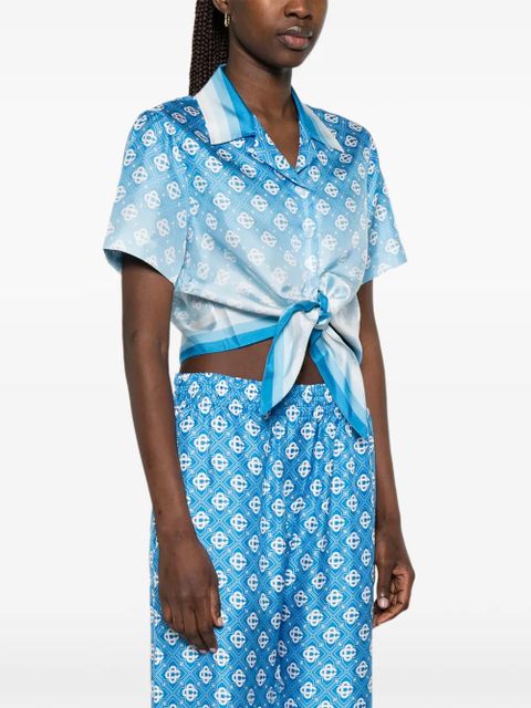 Casablanca gradient tie-front top - Blue