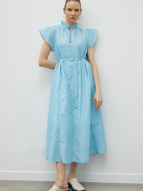 Samsoe Samsoe sukienka kolor niebieski maxi rozkloszowana - zdjęcie produktu nr 2