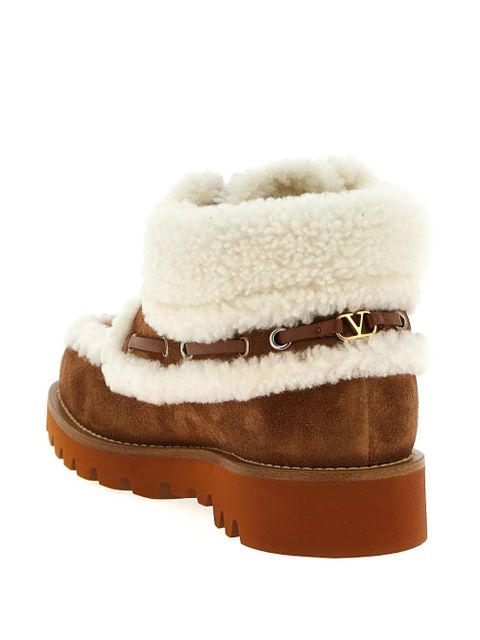 Valentino Garavani VLogo-detail lace-up leather boots - Brown