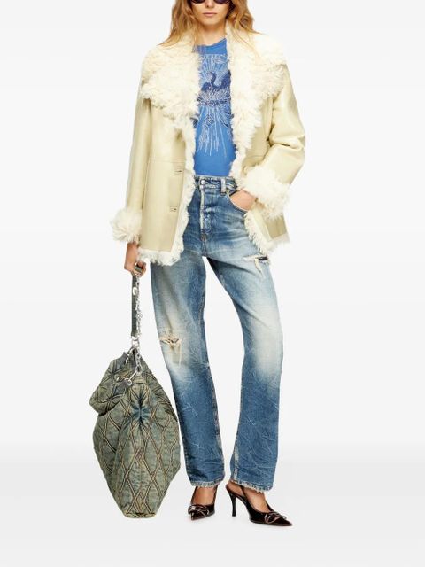 Diesel L-Aconic shearling-collar jacket - White