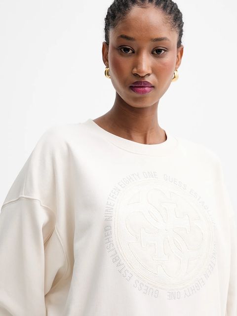 Guess bluza 4G damska kolor beżowy z aplikacją W5YQ07 KB681