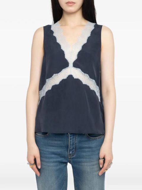 Zadig&Voltaire Tasao lace-trim top - Blue