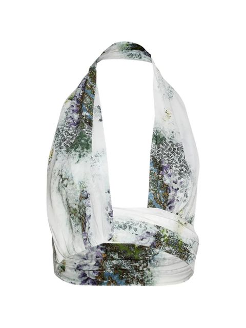 Christopher Esber Absence-print crop top - White - zdjęcie produktu nr 1