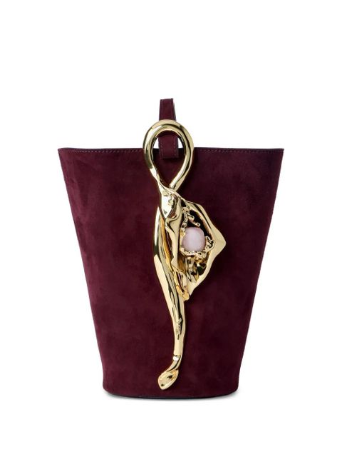 Chloé sculptural handle suede clutch bag - Red - zdjęcie produktu nr 1