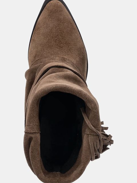 Answear.LAB botki zamszowe kolor brązowy na słupku