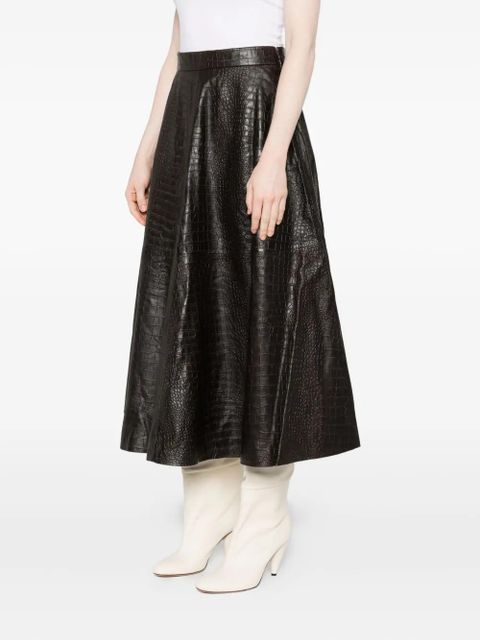 Róhe leather A-line skirt - Brown