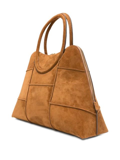 STAUD suede panelled tote bag - Brown