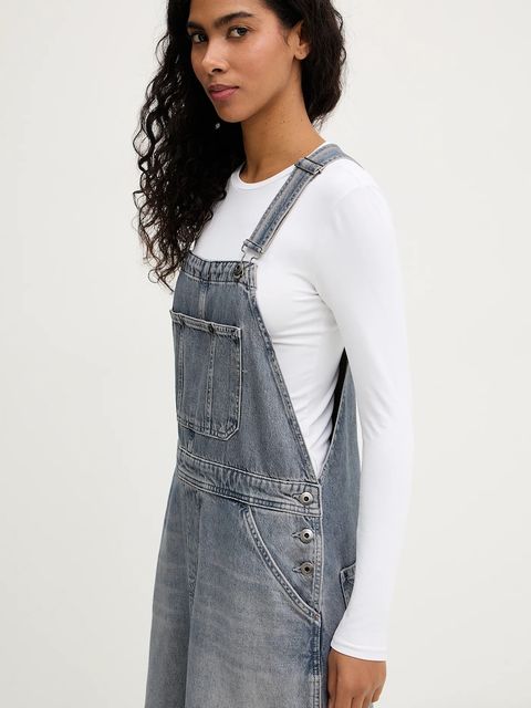 G-Star sukienka jeansowa Carpenter Dungaree kolor niebieski maxi prosta D27931-D943