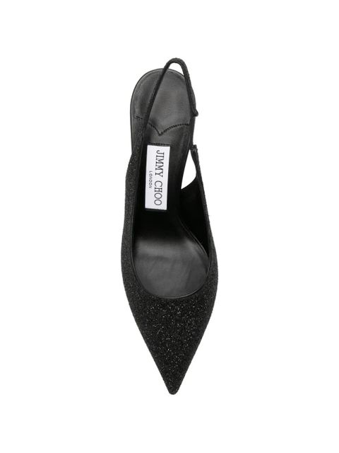 Jimmy Choo Love pointed glitter slingback pumps - Black