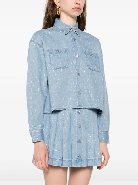 Maje rhinestone-embellished denim shirt - Blue