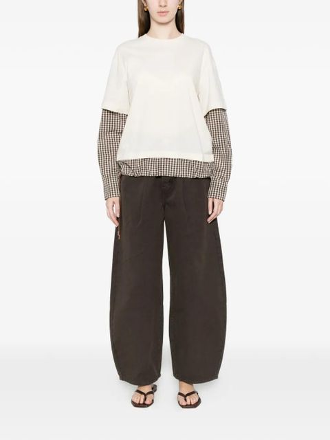 Moncler gingham layered T-shirt - Neutrals