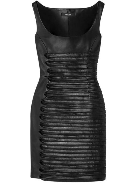 Versace scoop-neck leather mini dress - Black - zdjęcie produktu nr 1