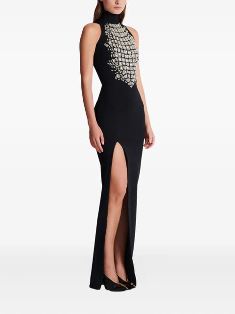 Balmain high-neck embellished slit maxi dress - Black - zdjęcie produktu nr 2