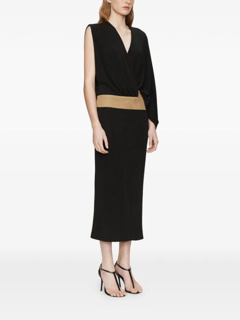 Christopher Esber Contour Suede swaddle dress - Black
