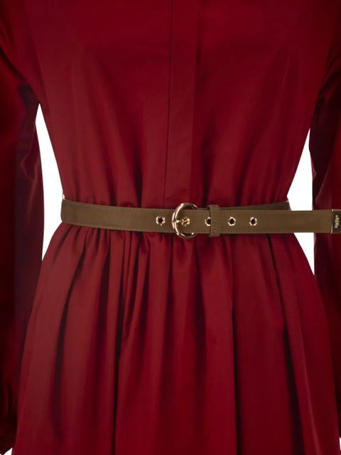 Max Mara balloon-sleeve pleated cotton midi dress - Red