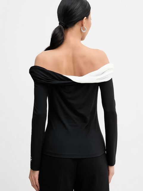 Karl Lagerfeld bluzka damska kolor czarny gładka B1W17009