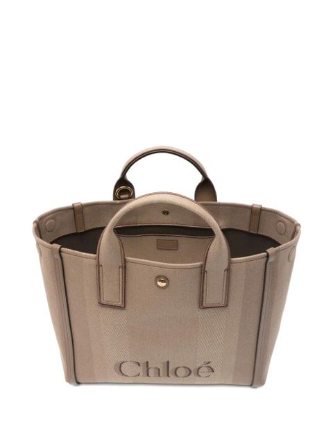 Chloé Carry embossed stripe tote bag - Neutrals