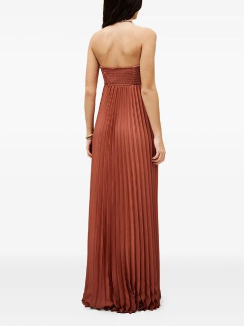 Ba&Sh Willow pleated strapless dress - Brown