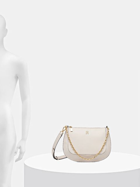 Tommy Hilfiger torebka skórzana kolor beżowy AW0AW18143