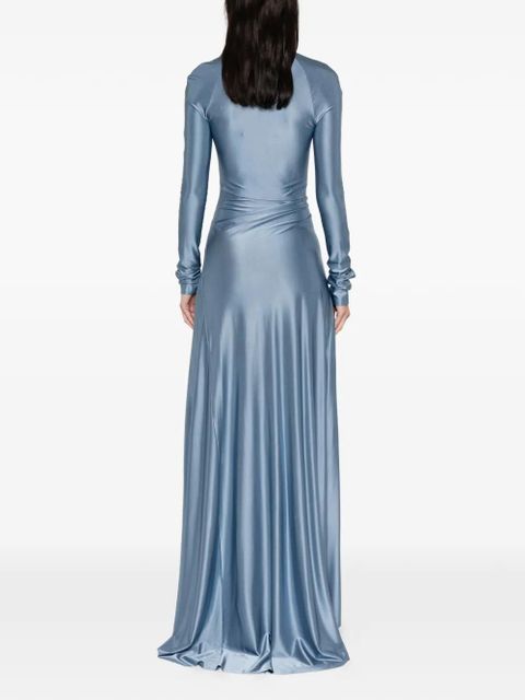 Victoria Beckham long-sleeve twist-detail maxi dress - Blue