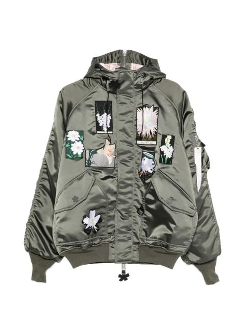 Cecilie Bahnsen Alpha flower-patch bomber jacket - Green - zdjęcie produktu nr 1