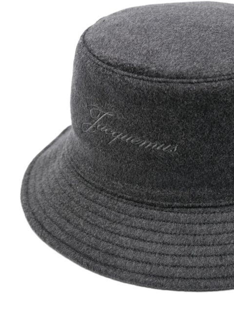 Jacquemus logo-embroidered bucket hat - Grey