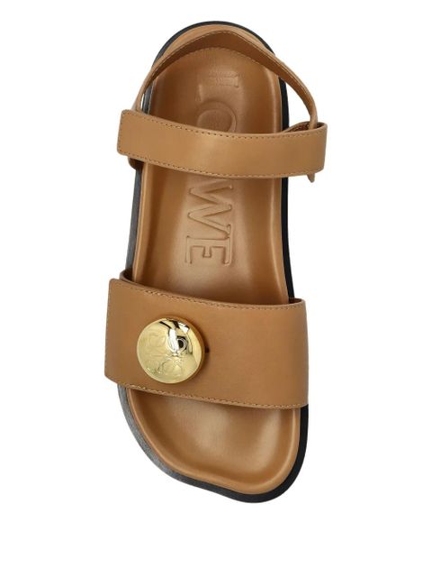 LOEWE leather button-embellished sandals - Brown
