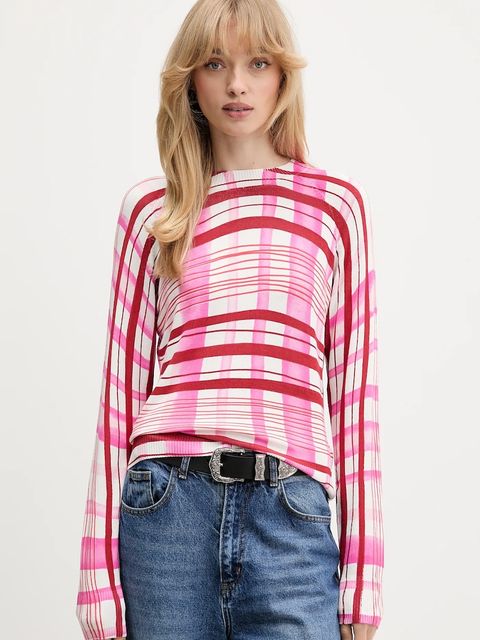 Desigual sweter NORUEGA damski kolor różowy lekki 25WWJF41 - zdjęcie produktu nr 1