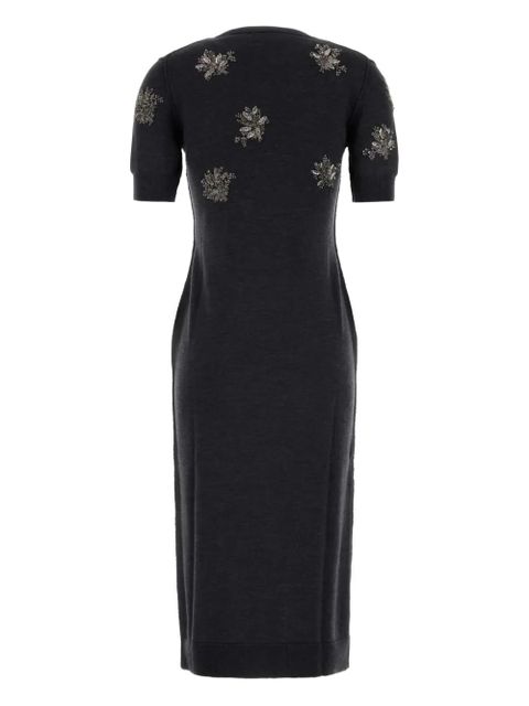 FENDI floral-embroidered midi dress - Black - zdjęcie produktu nr 2