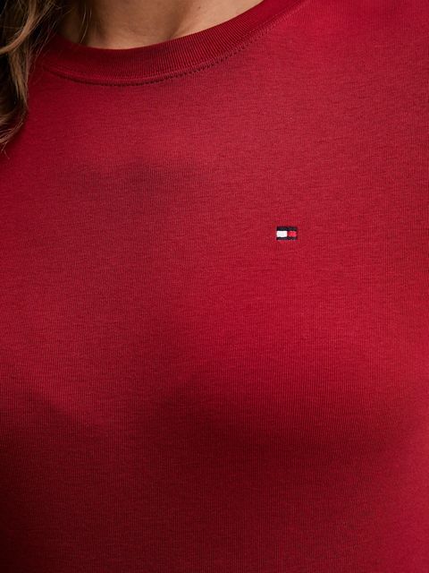 Tommy Hilfiger t-shirt bawełniany damski kolor bordowy WW0WW40587