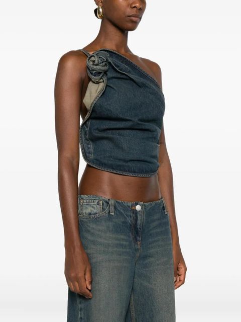 Magda Butrym draped asymmetric-neck top - Blue