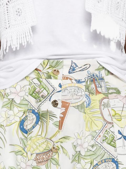 Maje postcard-print button-front midi skirt - White