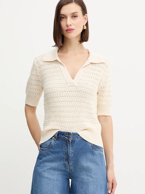 Morgan sweter damski kolor beżowy lekki MDEFILE - zdjęcie produktu nr 1