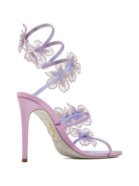 René Caovilla floral-embellished sandals - Purple