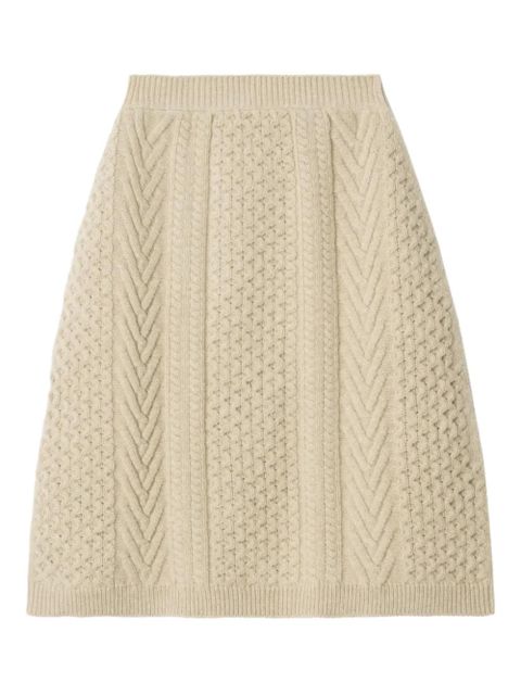 Burberry Aran-knit Equestrian Knight midi skirt - Neutrals - zdjęcie produktu nr 1
