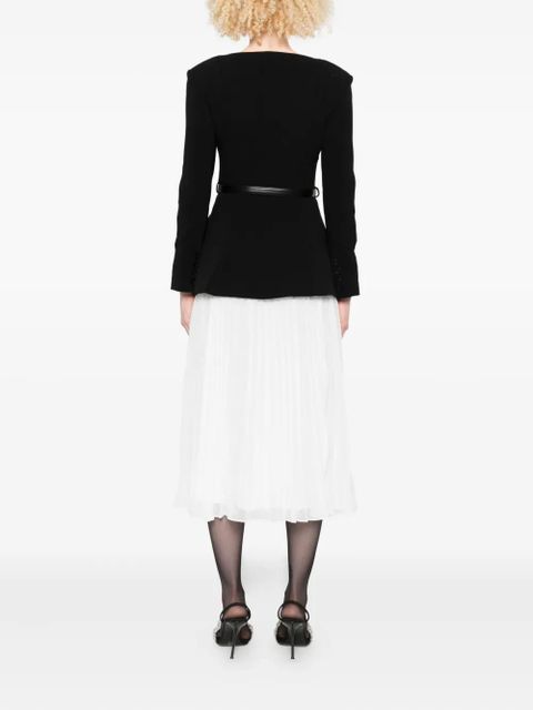 Self-Portrait pleated-panel bow-detail midi dress - Black