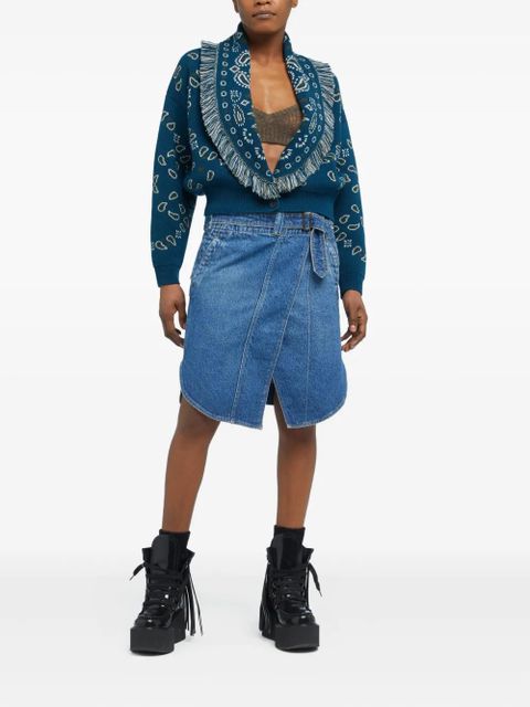 Alanui paisley-jacquard fringed cardigan - Blue - zdjęcie produktu nr 2