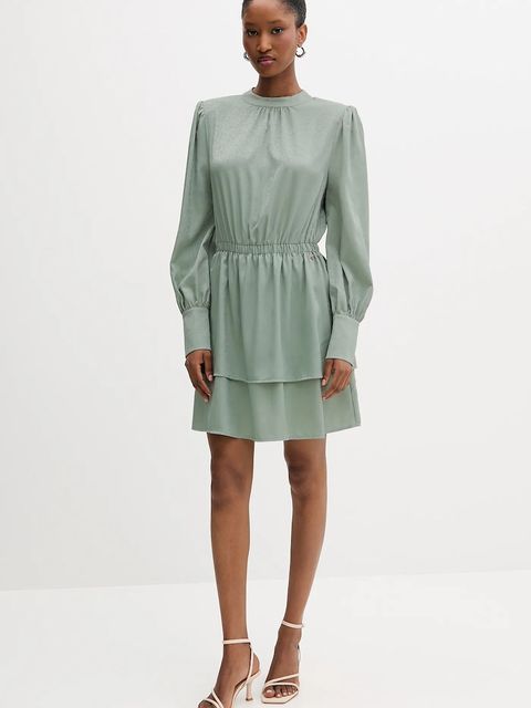 Silvian Heach sukienka FAYIUM kolor zielony mini rozkloszowana GPA25322VE