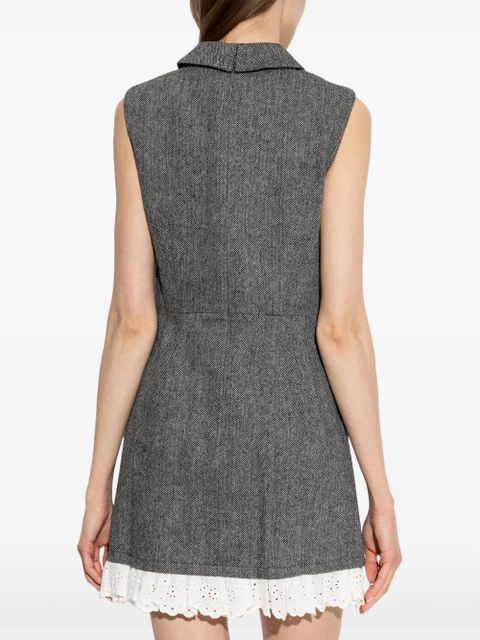 Self-Portrait lace-trim herringbone mini dress - Grey