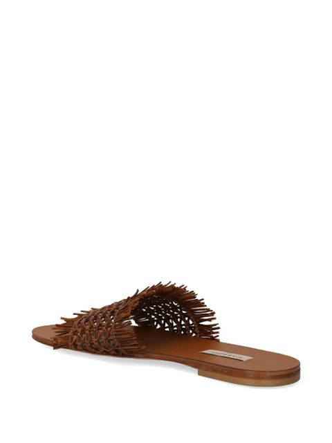 Casadei woven-design fringed sandals - Brown