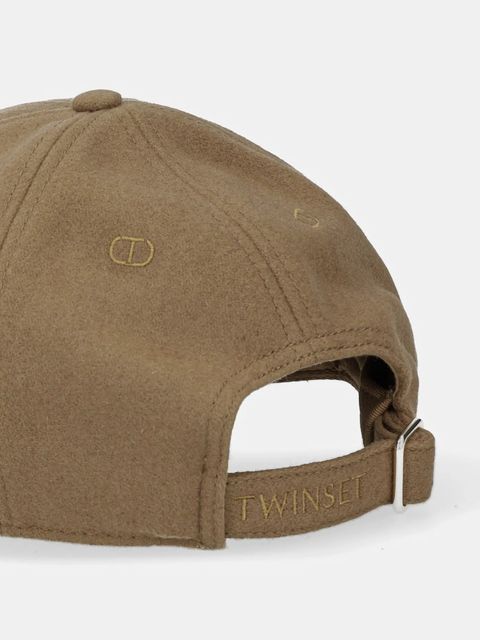 Twinset czapka z daszkiem wełniana kolor brązowy 252TA4430