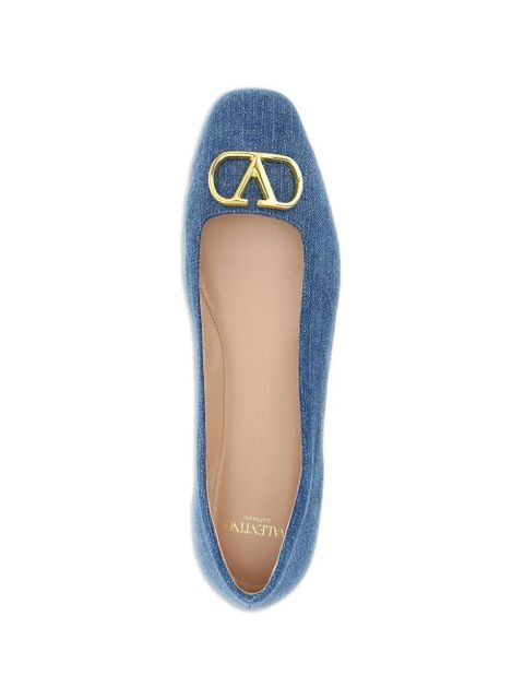 Valentino Garavani VLogo Signature denim ballet flats - Blue