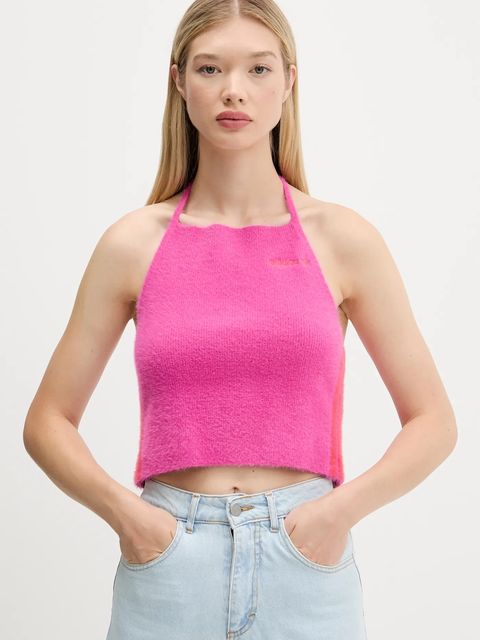 adidas Originals top Fluffy Halter kolor różowy odkryte plecy JW6002 - zdjęcie produktu nr 1